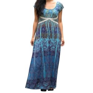 Energe Floral Boho Burnout Long Maxi Dress Size Large